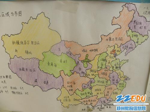 郑州103中学子手绘中国地图,五谷杂粮版地图