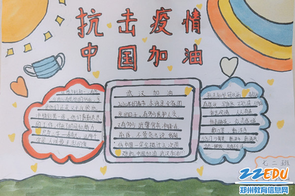 学生绘制的"抗击疫情,中国加油"手抄报