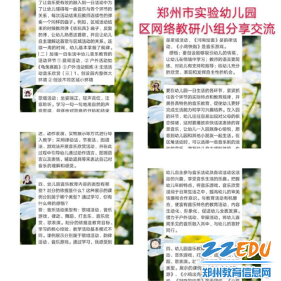 9市实验幼儿园参与中原区网络教研小组分享交流