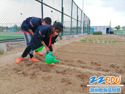 学生小心翼翼地往坑穴里灌水_调整大小 学生小心翼翼地往坑穴里灌水_调整大小