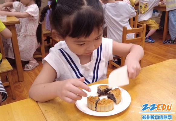 4.“什么是等分月饼？我们一起来试一试！”