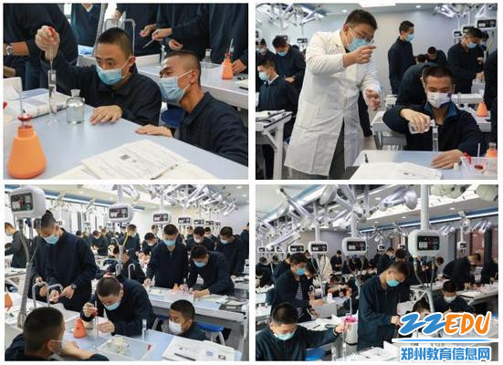 学生们认真做实验 学生们认真做实验