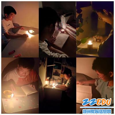 4学生在自己制作的油灯下阅读