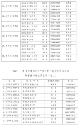 2019.6.3 2018-2019年郑州市”市长杯“青少年校园足球联赛最佳教练、运动员名单39