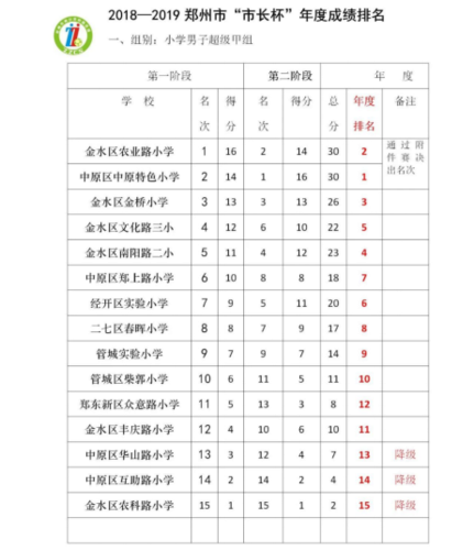 2019.6.3 你上榜了吗？2018-2019年郑州市”市长杯“青少年校园足球联赛年度排名出炉223