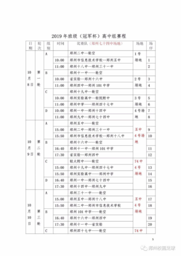 2019.9.25 2019年郑州市青少年校园足球特色学校班级冠军杯赛程出炉271